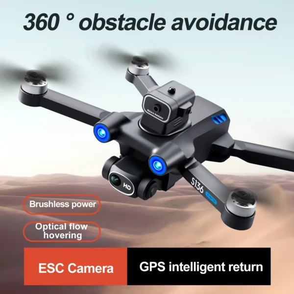 S136 Drone HD Professional Dual ESC Camera GPS Optical Flow Positioning Obstacle Avoidance Brushless RC Foldable Quadcopter - Image 4