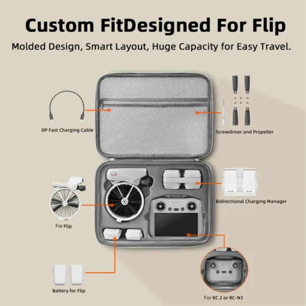 For DJI FLIP Storage Bag Portable Carrying Case Shockproof Travel Storage Bag Hard Shell Waterproof Protective Case for DJI Flip - Image 2