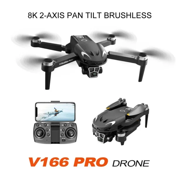 V166 drone with 8K 4K dual cameras Obstacle avoidance optical positioning foldable Wifi Fpv Brushless RC Dron Quadcopter Toy - Image 3