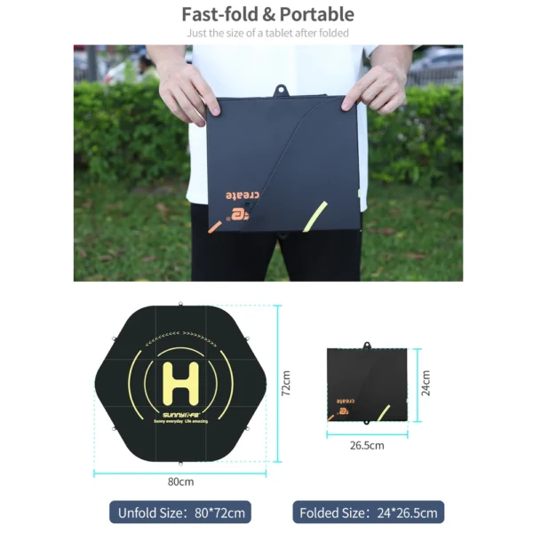 Sunnylife 80cm Waterproof Drone Landing Pad Set for DJI Mavic Series/Mavic Air Series/Mini Series Portable Landing Platfrom Mats - Image 6