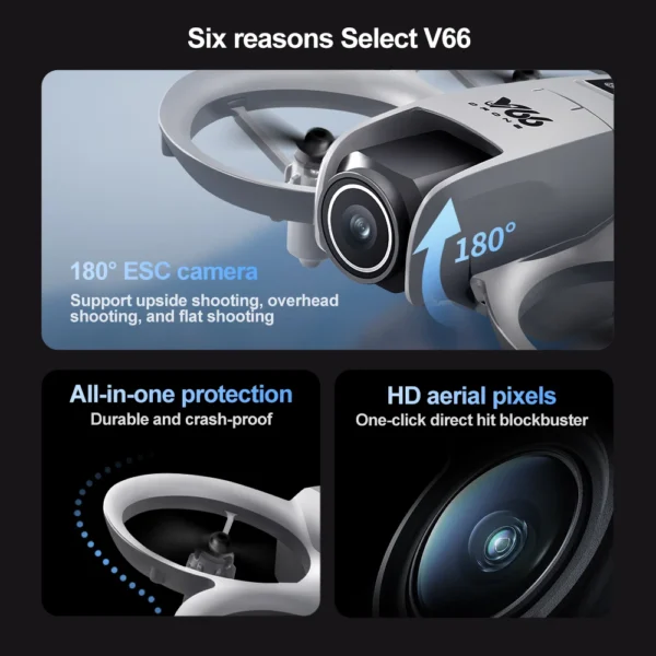 For Xiaomi V66 Mini Drone Children's Toy 8K Profession HD Camera WiFi RC Height Freestyle Keep Helicopter Foldable Quadcopter - Image 3