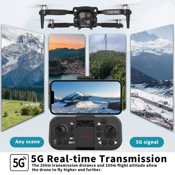 TD12Pro 5GHz WIFI FPV Drone With 1080p HD Camera, 2 Batteries 360° Flip RC Quadcopter Professional Brushless Motor UAV CO - Image 3