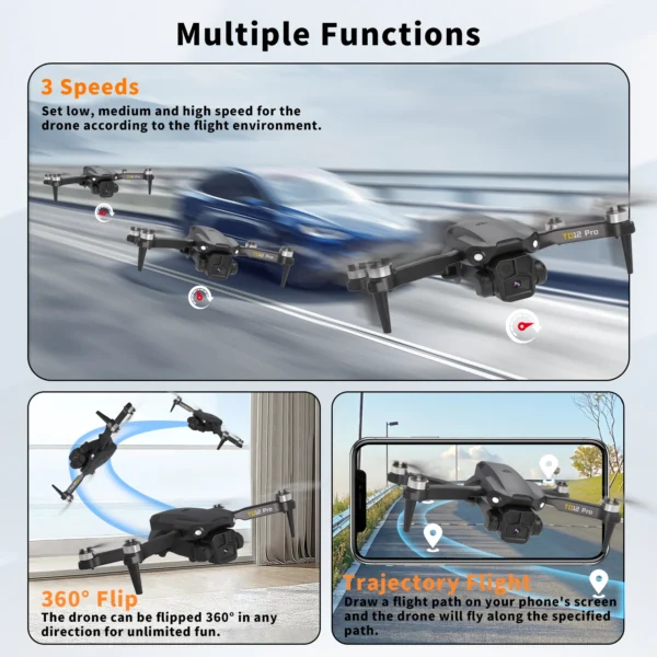 TD12Pro 5GHz WIFI FPV Drone With 1080p HD Camera, 2 Batteries 360° Flip RC Quadcopter Professional Brushless Motor UAV CO - Image 6