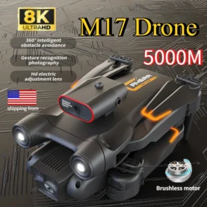 New M17 Max Drone 8K Professinal Optical Flow Dron Triple HD Camera Foldable RC Helicopter WIFI FPV Height Hold Apron Sell LED