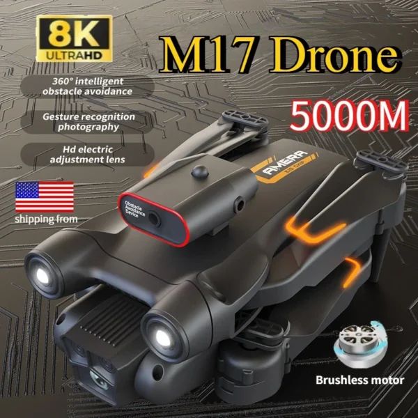 New M17 Max Drone 8K Professinal Optical Flow Dron Triple HD Camera Foldable RC Helicopter WIFI FPV Height Hold Apron Sell LED