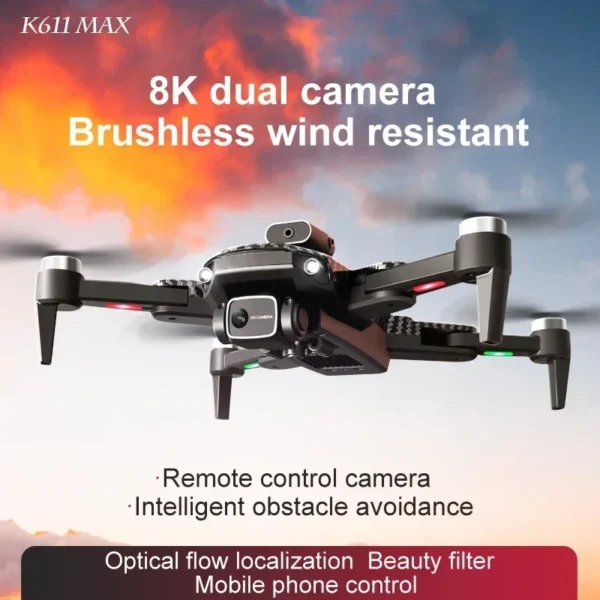 NEW K611 MAX Drone 8K Professional HD Dual Camera Obstacle Avoidance Brushless Motor 4K Foldable Quadcopter RC Dron Toys Battery - Image 2