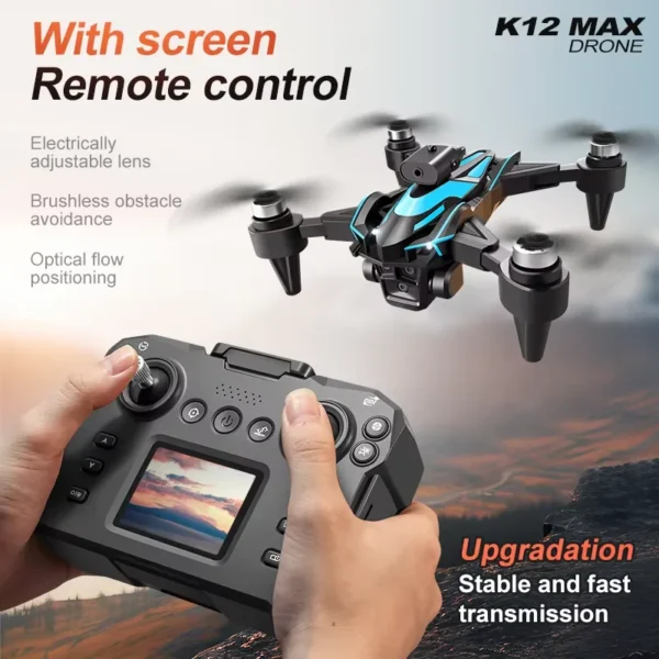 Newest K12 MAX Mini Drone - 4K Triple Camera with Obstacle Avoidance, Brushless Motor, Foldable RC Quadcopter for Adults/Kids - Image 2