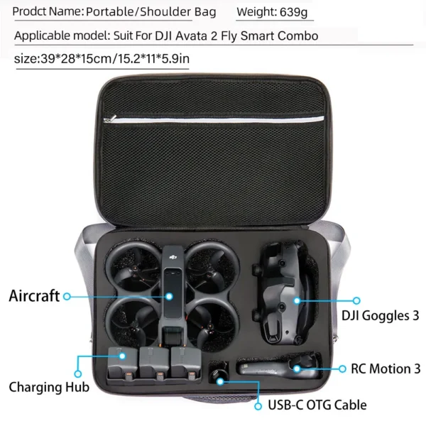 for DJI Avata 2 Portable Case Compatible Goggles 3 Fly Smart Combo Large-capacity FPV RC Storage Bag Outdoor Shooting - Image 3