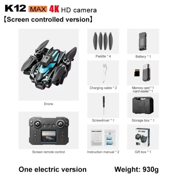 Newest K12 MAX Mini Drone - 4K Triple Camera with Obstacle Avoidance, Brushless Motor, Foldable RC Quadcopter for Adults/Kids - Image 6