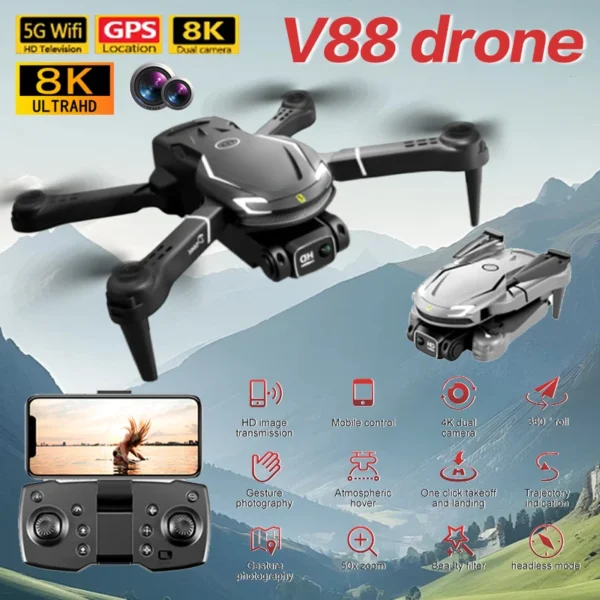 For Xiaomi V88 Drone 8K 5G GPS with Dual HD Cameras 4K HD Imagery Aerial Photography Remote Control Quadcopter UAV RC Toy