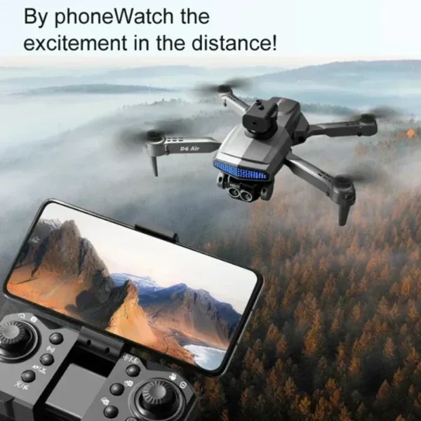 D6 8K HD Professional Drone with Dual Camera Optical Flow Obstacle Avoidance Foldable RC Quadcopter Toy for Beginners - Image 6