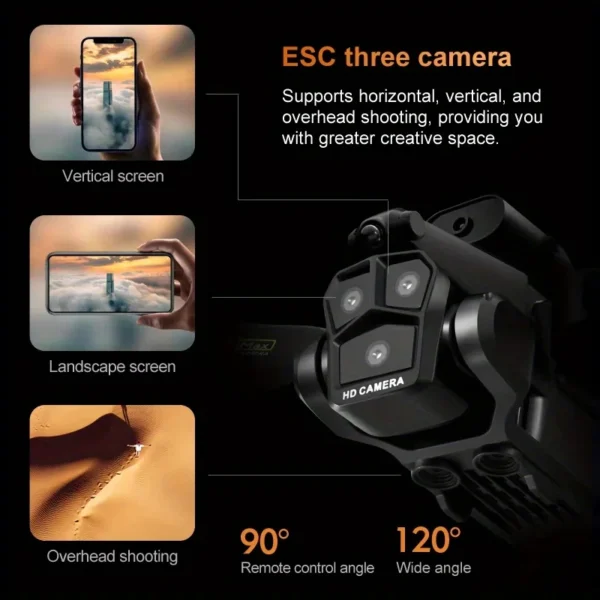 2 Batteries K10 MAX: 3 Camera Remote Control Drone with SD Three ESC Camera Optical Flow Positioning 360° Obstacle Avoidance 2.4 - Image 5